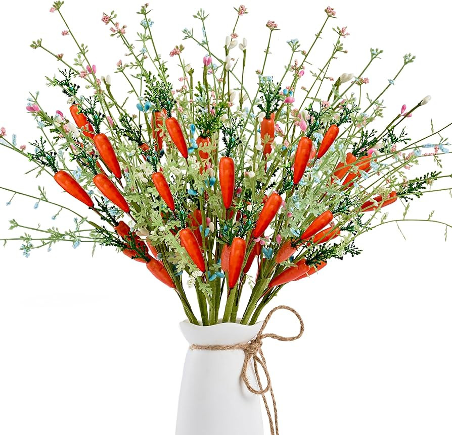 Easter Decorations 12 PCS Artificial Easter Stems with Carrots and Colorful Berries Easter Picks ... | Amazon (US)