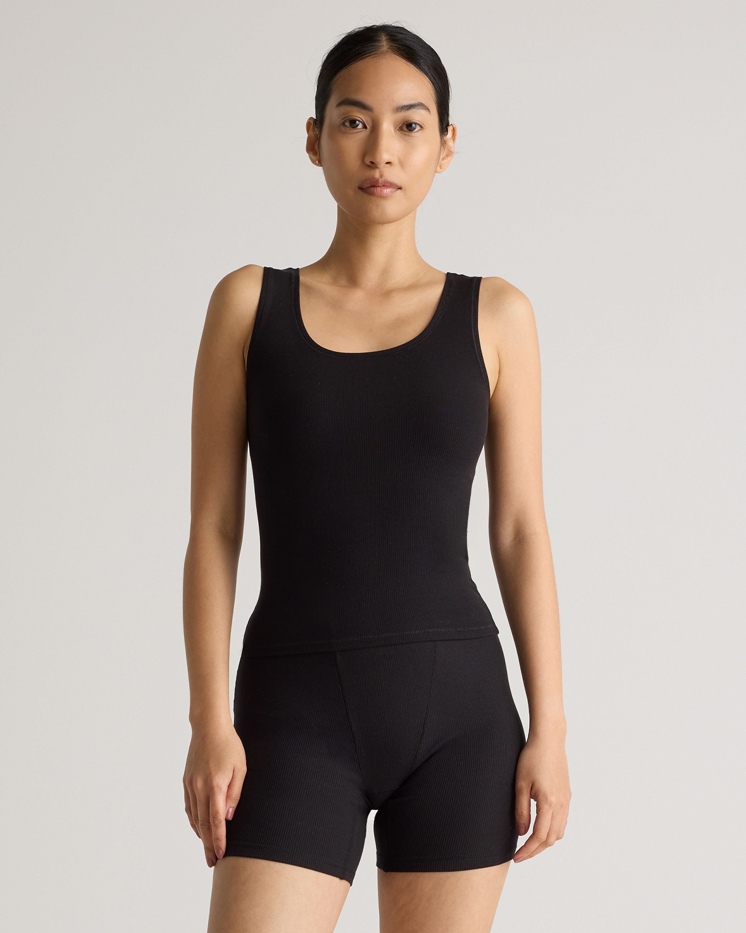 Quince | Women's Tencel Rib Cropped Knit Lounge Tank Top in Black, Size XS | Quince
