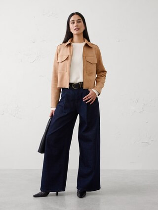Vegan Suede Cropped Jacket | Banana Republic Factory