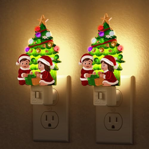 Briignite Christmas Tree Night Lights for Kids[2 Pack], Night Light Plug into Wall 3000K Warm White LED, Gift Box Design Night Light for Children's Room, Nursery, Bedroom, Christmas Decor | Amazon (US)