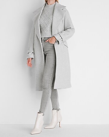 Belted Wrap Front Felt Coat | Express