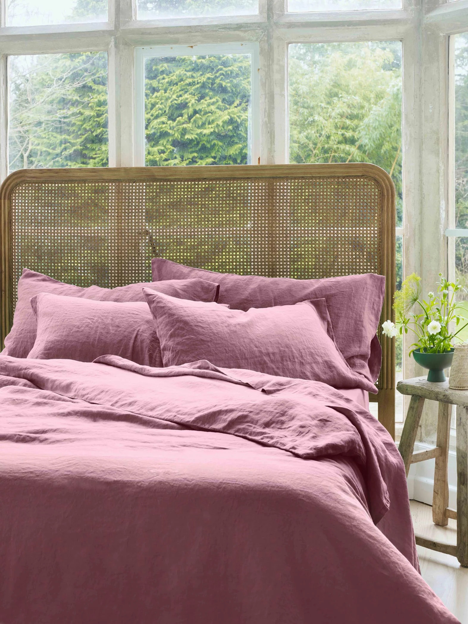 Raspberry Linen Blend Duvet Cover | Piglet