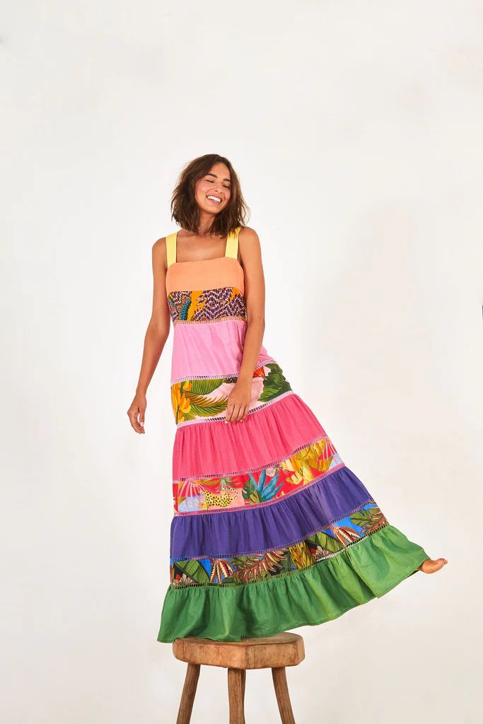 rainbow mixed prints maxi dress | FarmRio