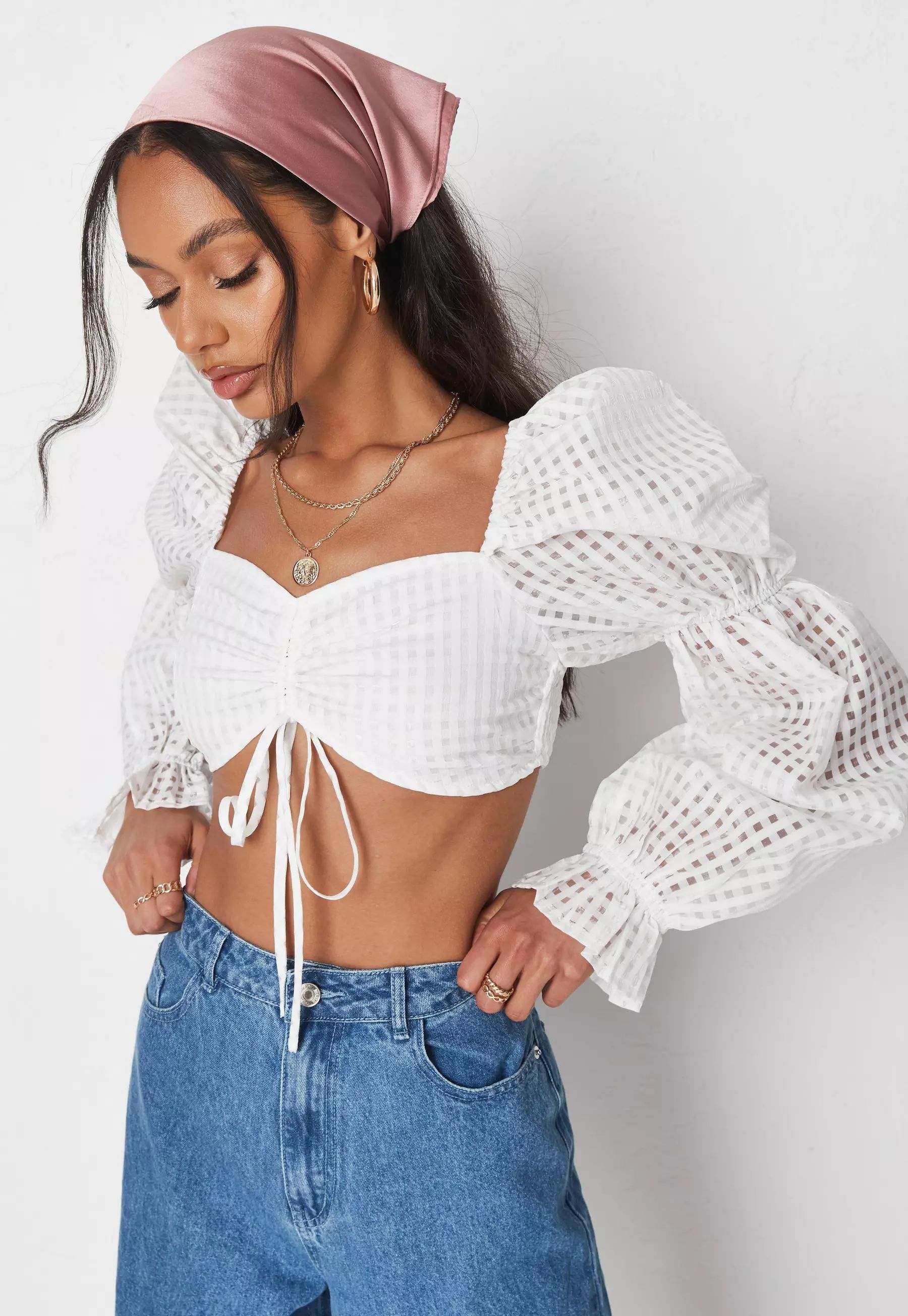 White Milkmaid Tie Front Bralette | Missguided (US & CA)