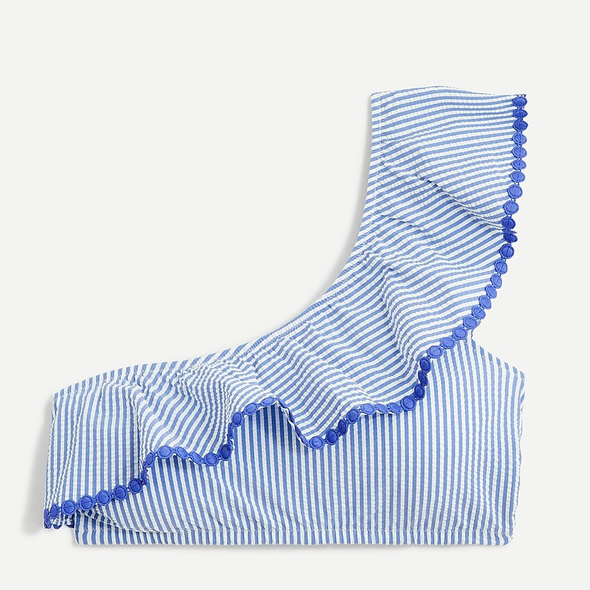 One-shoulder bikini top in seersucker | J. Crew US