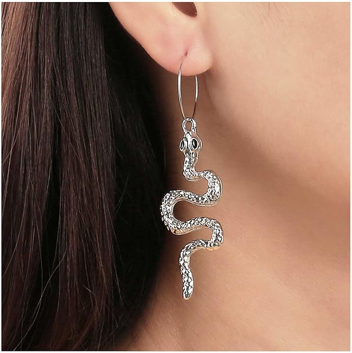 Punk Snake Dangle Earrings Gold Snake Hoop Earrings Gothic Serpent Earrings Long Drop Animal Earr... | Amazon (US)
