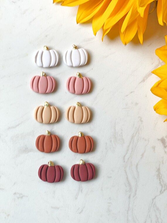 Pumpkin Clay Earrings| Handmade Earrings Clay Earrings| Stud earrings Fall | Halloween | Thanksgi... | Etsy (US)