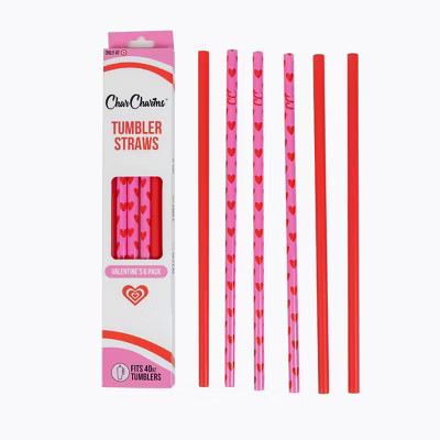 CharCharms 6pk 40oz Galentines Water Bottle Straws | Target