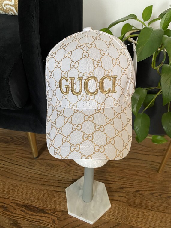 White and Gold baseball trucker hat cap | Etsy (US)