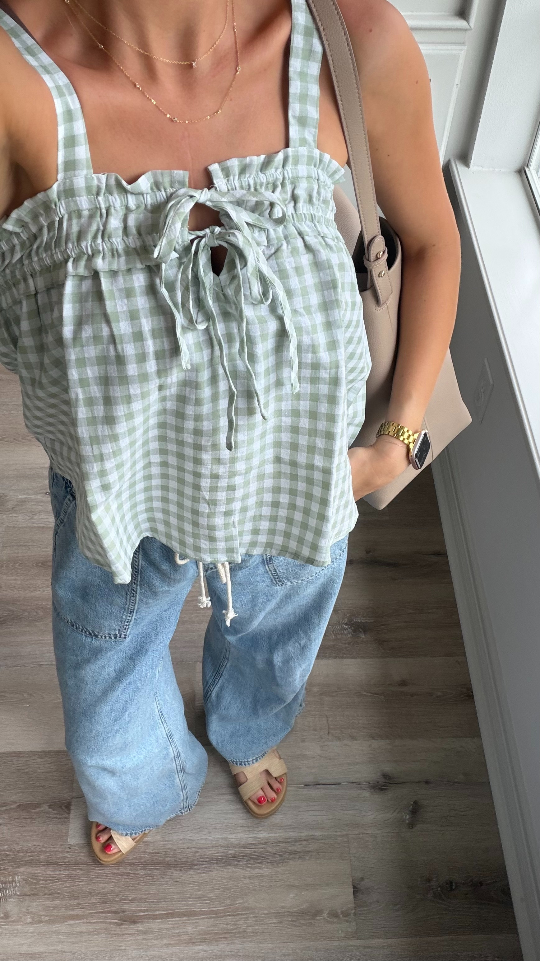 Cute plaid tank - perfect for summer! Wearing S in top + S regular in drawstring denim  

 #LTKootd