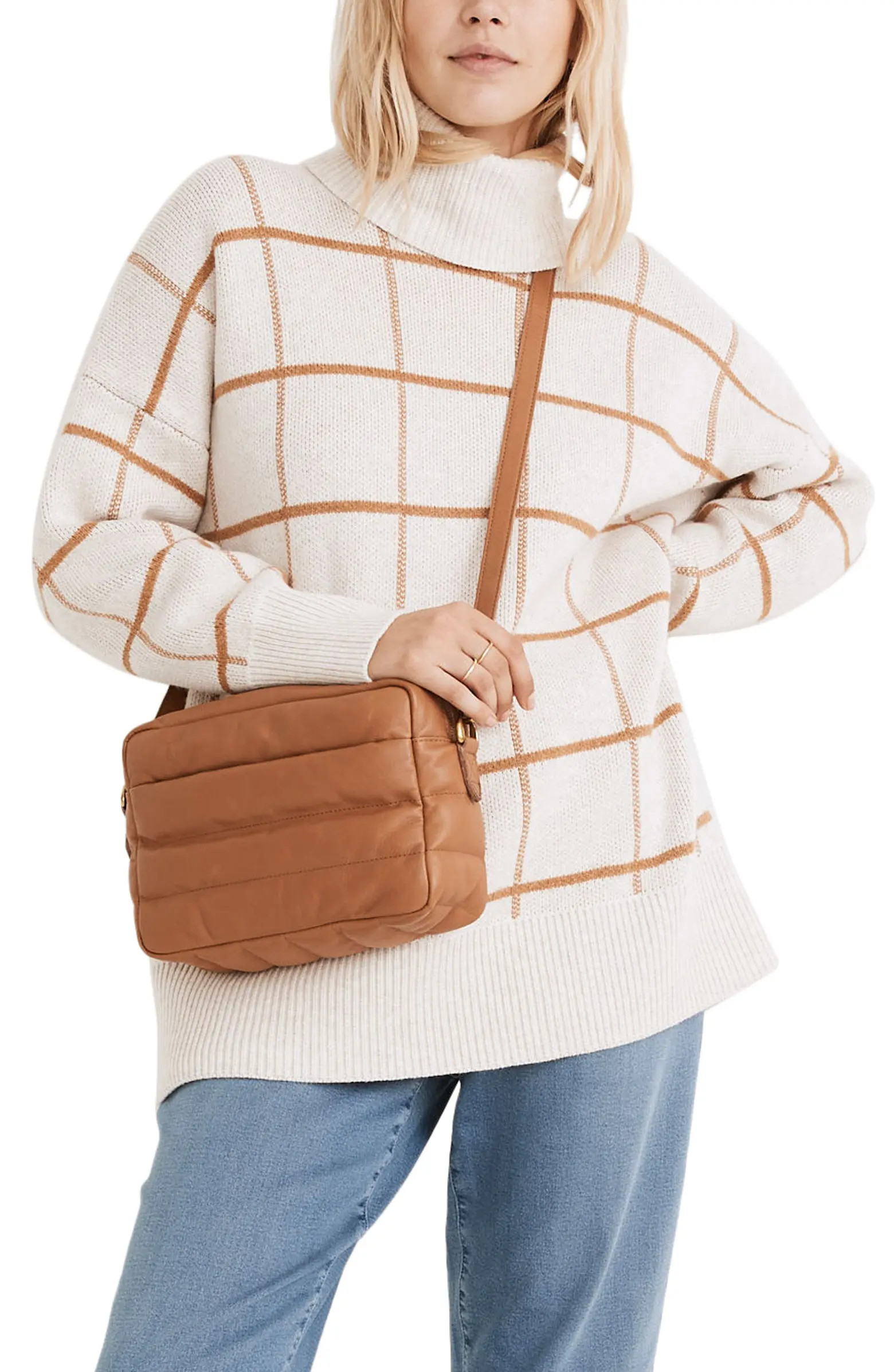 Madewell Pearldale Windowpane Oversize Turtleneck Sweater | Nordstrom | Nordstrom