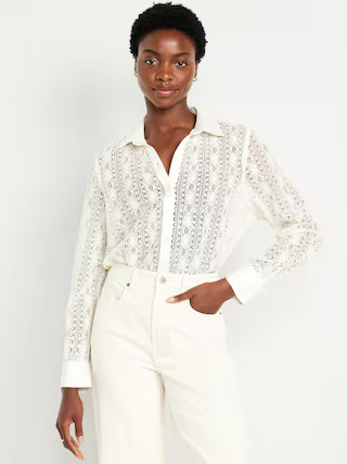 Lace Button-Down Shirt | Old Navy (US)