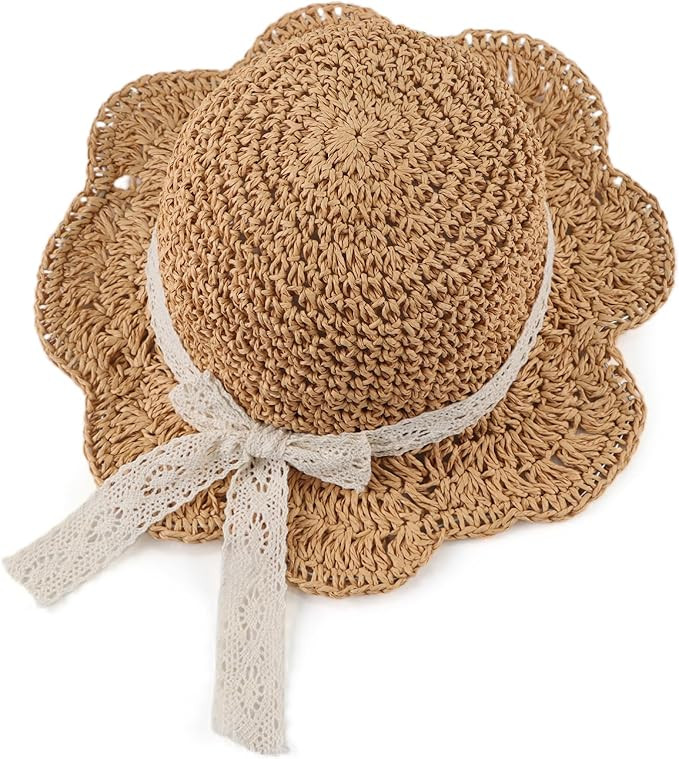 Baby Girl Straw Hat Outdoor Baby Sun Protection Hats Summer Bowknot Beach Cap for Infant Toddler ... | Amazon (US)
