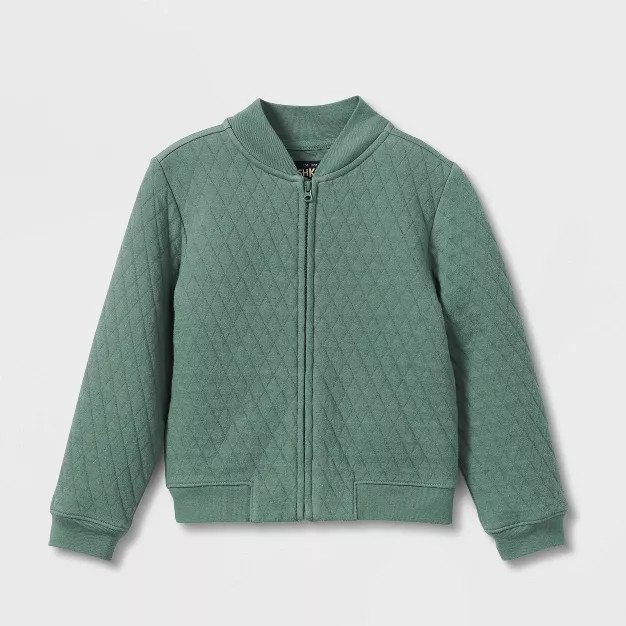 OshKosh B'gosh Toddler Boys' Pine Quilted Bomber Jacket - Olive Green | Target