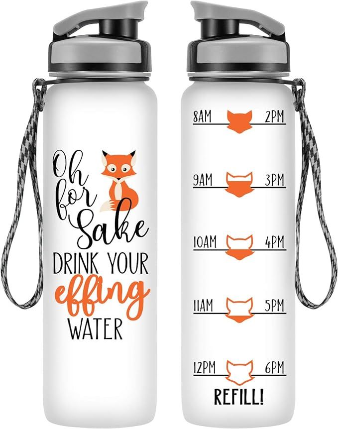 LEADO 32oz 1Liter Motivational Tracking Water Bottle with Time Marker - for Fox Sake Drink Your E... | Amazon (US)