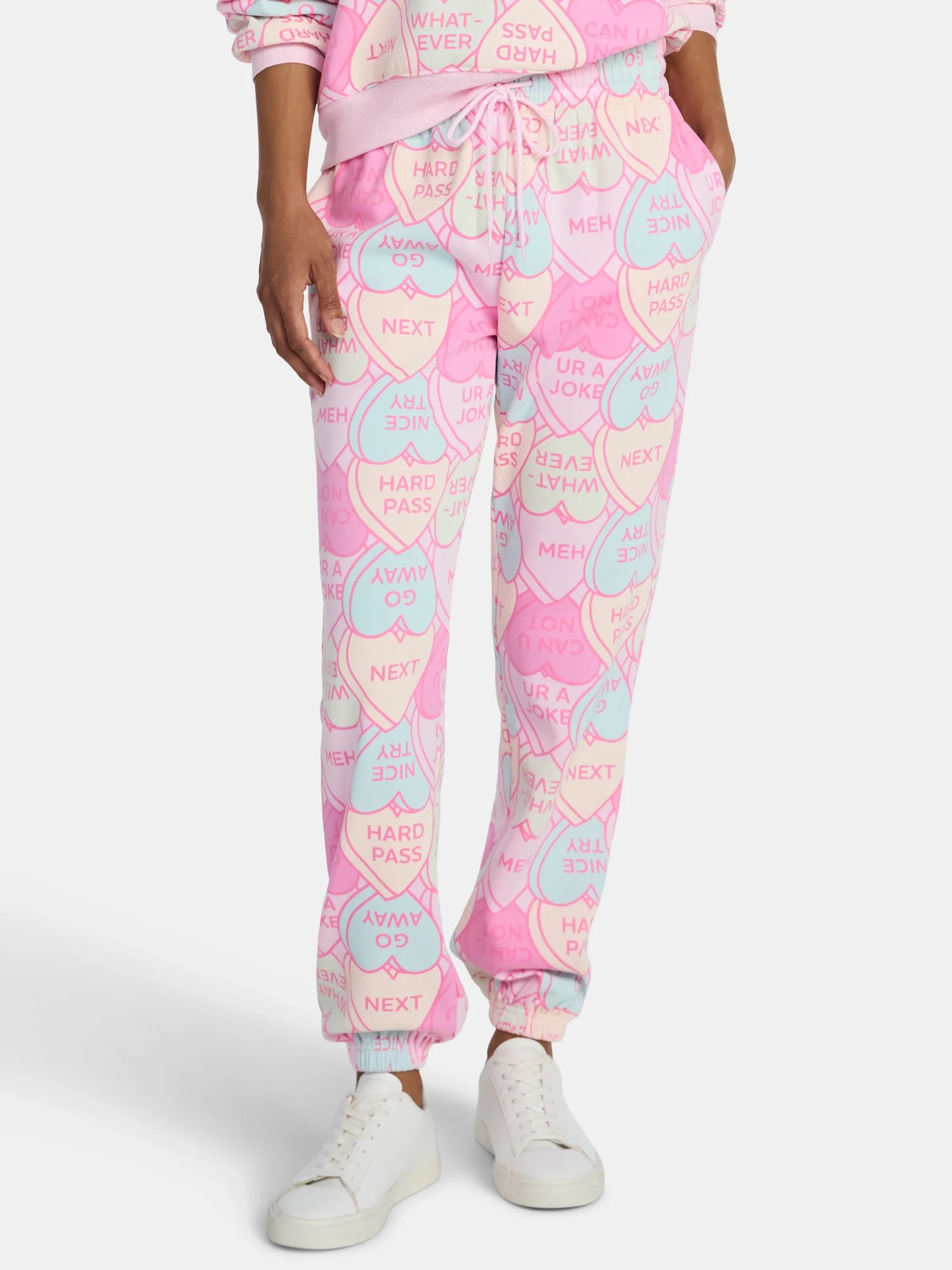 Candy Hearts Women's Graphic Fleece Joggers, 30'' Inseam, Sizes XXS-XXL | Walmart (US)