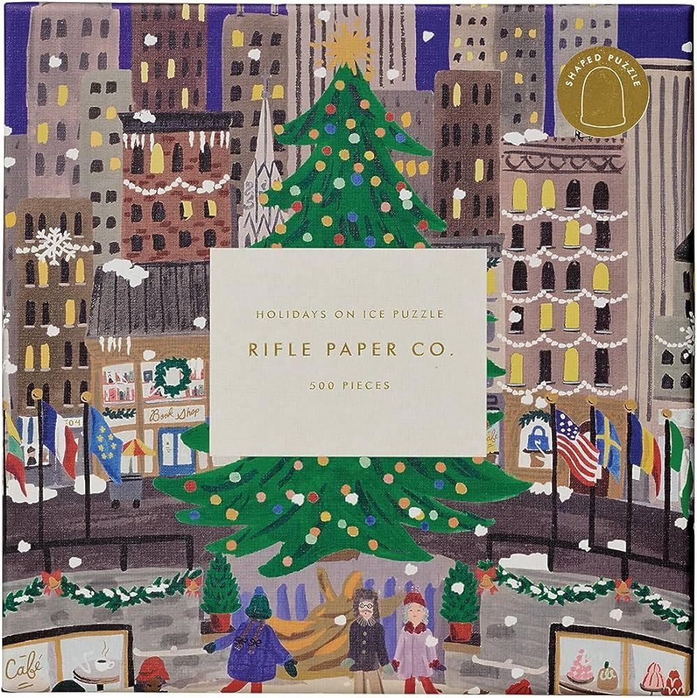 RIFLE PAPER CO. Holidays on Ice Illustrated Jigsaw Puzzle, 500 Pieces, Full Color, Finished Puzzl... | Amazon (US)