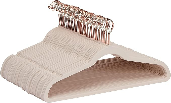 Amazon Basics Space Saving Slim Velvet Non-Slip Suit Clothes Hangers, Sturdy Construction, Closet... | Amazon (US)