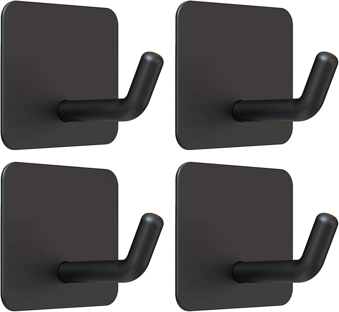 Adhesive Hooks, VIS'V Black Self Adhesive Wall Hooks Heavy Duty Stainless Steel Waterproof Shower... | Amazon (CA)