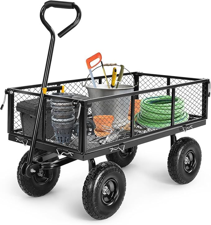 Homdox MAX 680LB Garden Cart, Heavy Duty Garden Wagon, Mesh Foldable Garden Cart, Pullable Garden... | Amazon (US)