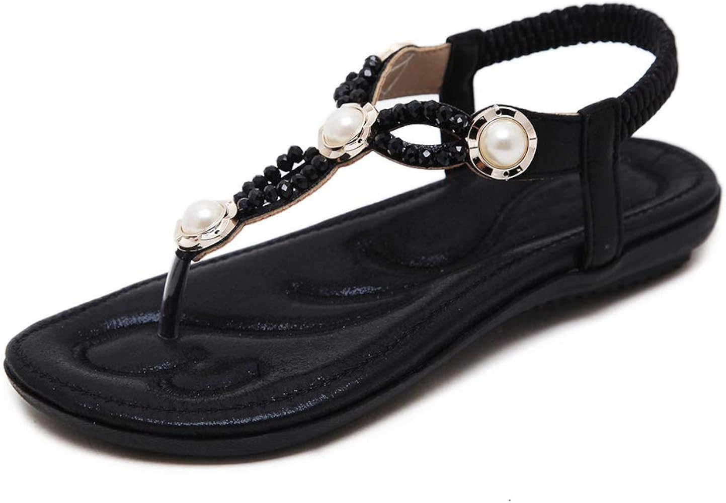 Women's Summer Sandals Bohemian Beaded Ankle Walking Strap Casual Flip Flops Ladies Beach Sexy Fl... | Amazon (US)