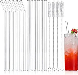 NETANY 12-Pack Reusable Glass Straws, Clear Glass Drinking Straw, 10''x10 MM, Set of 6 Straight a... | Amazon (US)