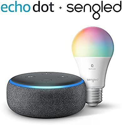 Echo Dot (3rd Gen) - Smart speaker with Alexa - Charcoal with Sengled Bluetooth Color bulb | Amazon (US)