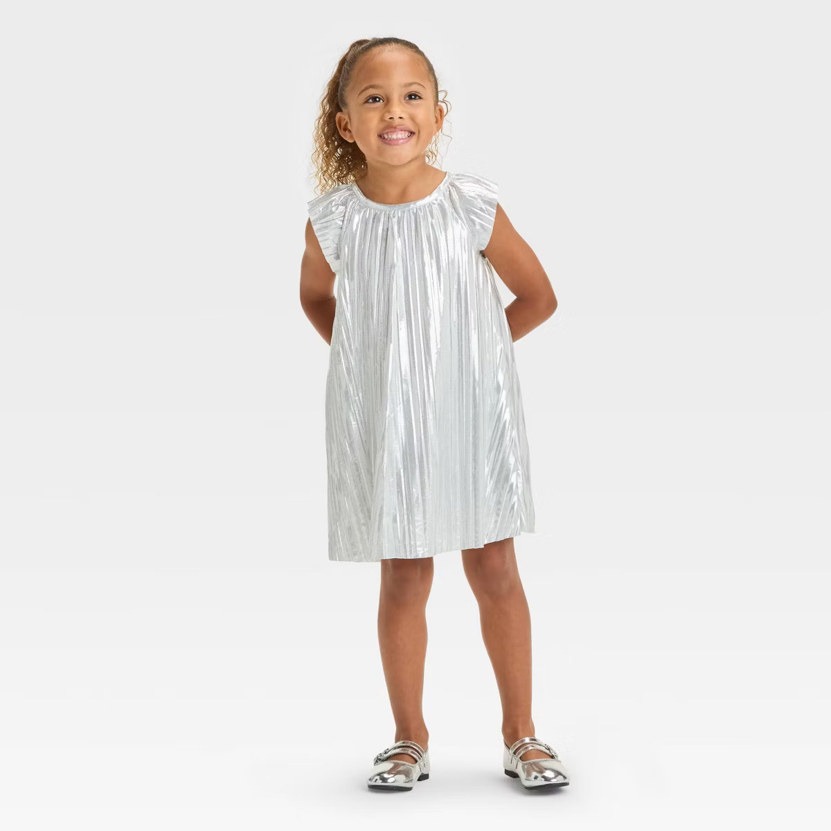 OshKosh B'gosh Toddler Girls' Shimmer Dress - Silver | Target