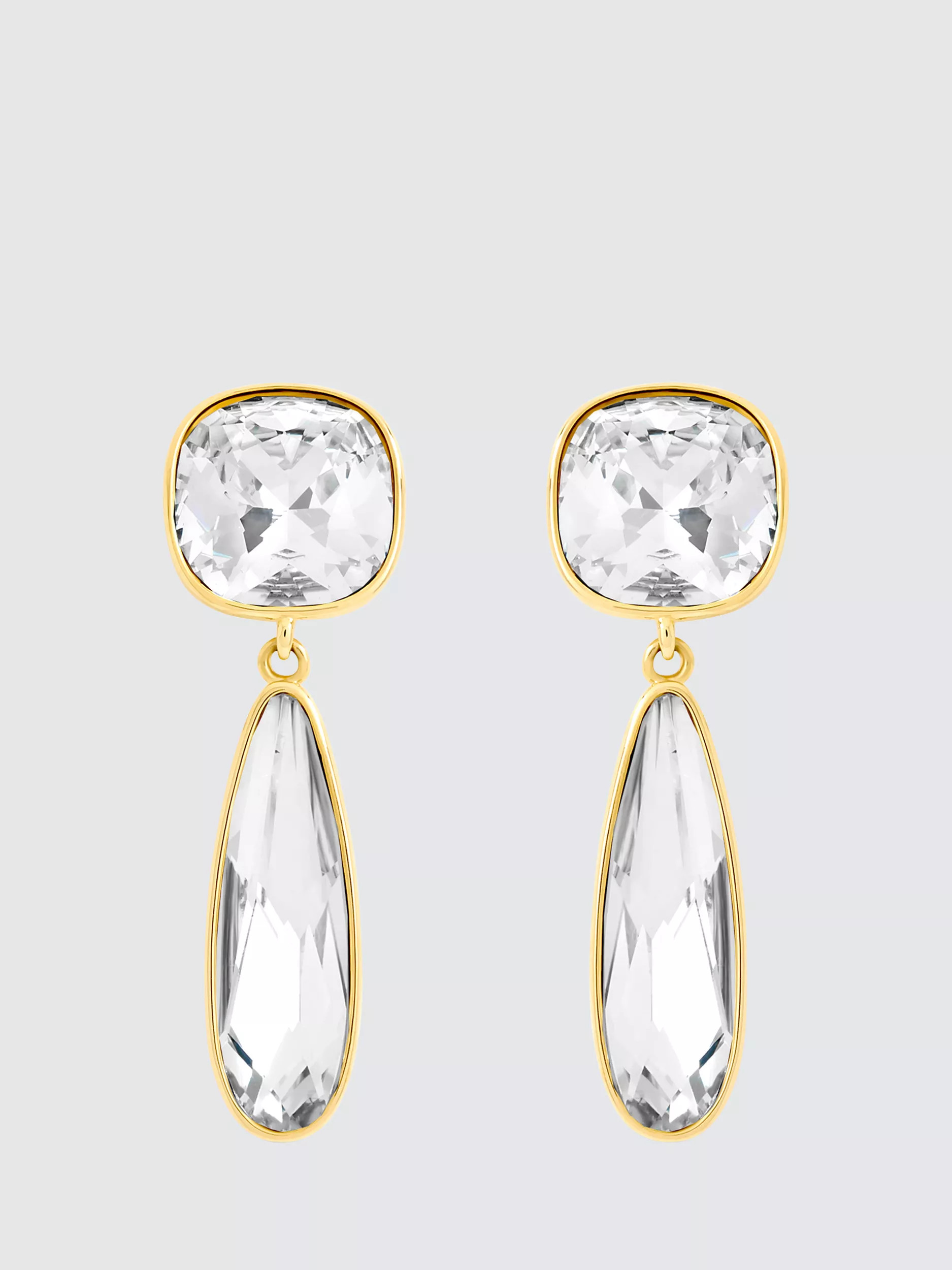 Jon Richard Cubic Zirconia and Polished Drop Earrings, Gold | John Lewis (UK)