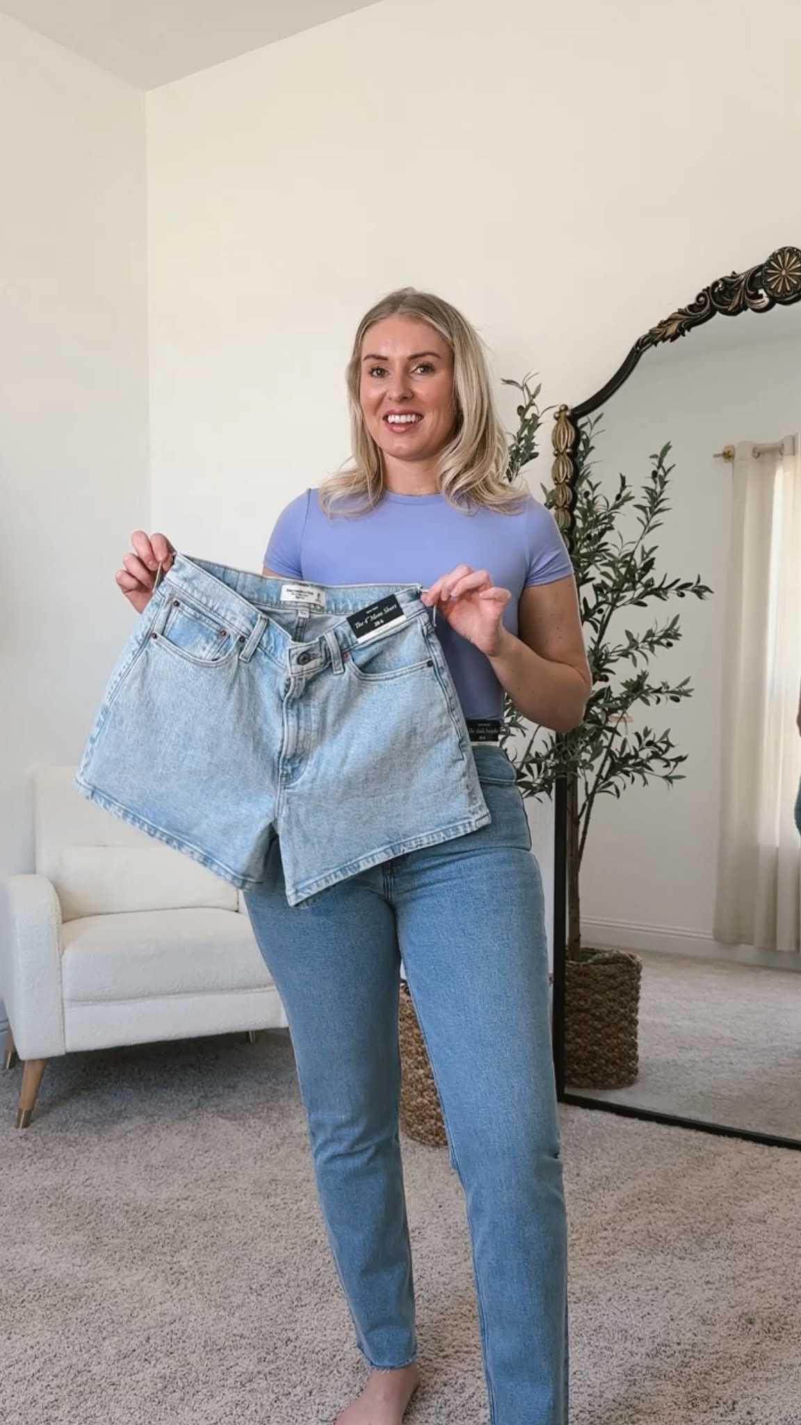 Abercrombie denim shorts try on - wearing a size 28 curve love in all 3 pairs. The loose shorts were SNUGGGGGG - probably would need a 29 in those! 5’6 • 155 lbs • 28” waist • 43” hips 

#LTKfindsunder100 #LTKSpringSale #LTKstyletip
