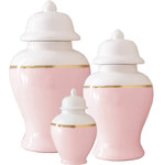 Cherry Blossom Pink Color Block Ginger Jar with Gold Accent | Lo Home by Lauren Haskell Designs