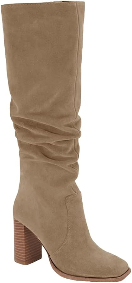Juliet Holy Womens Knee High Boots Chunky High Heel Square Toe Side Zipper Wide Calf Boot | Amazon (US)