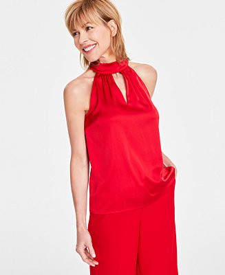 Women's Sleeveless Tie-Neck Blouse, Created for Macy's | Macy's