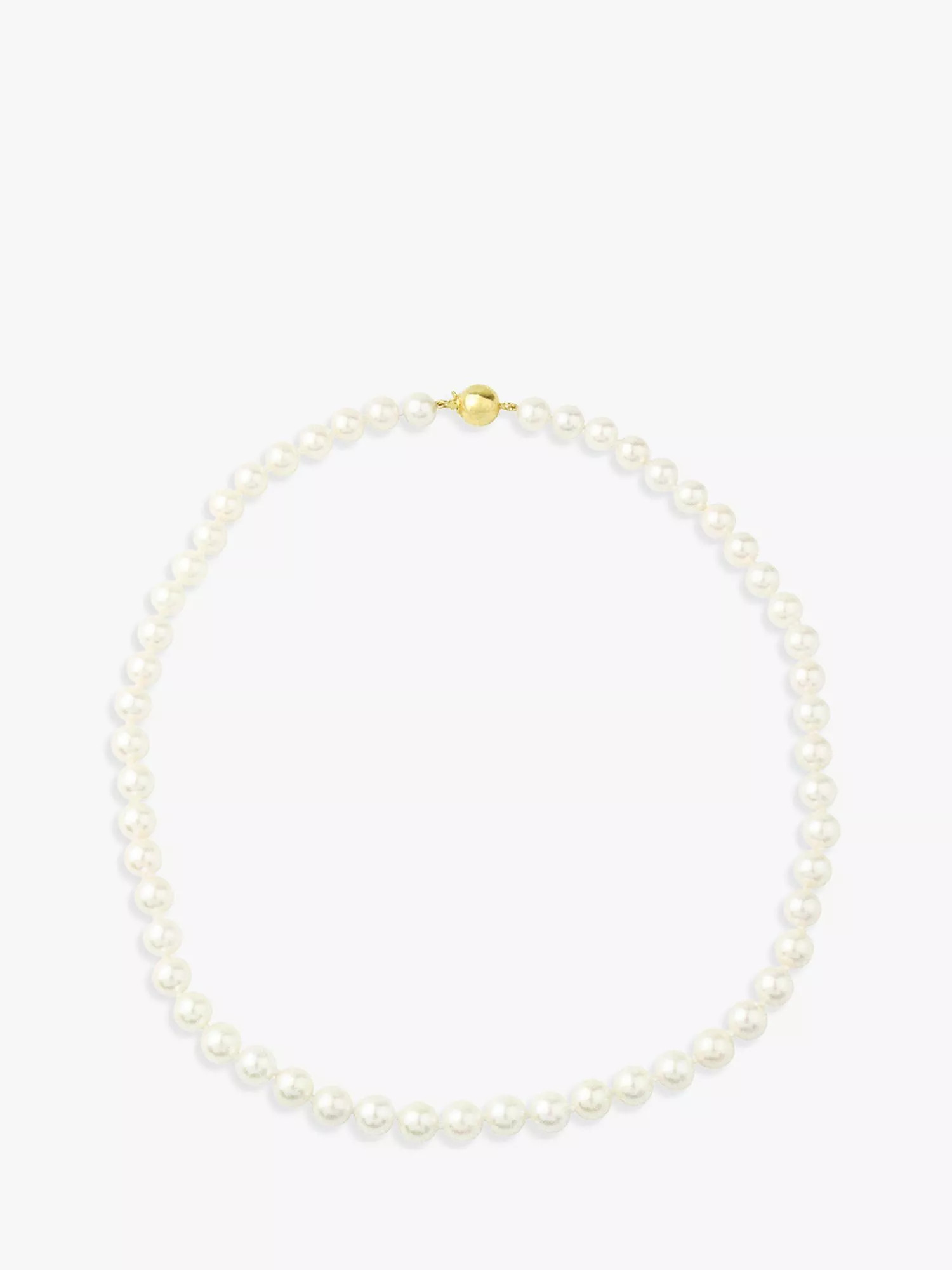 E.W Adams Akoya Cultured Pearl Necklace, White/Gold | John Lewis (UK)