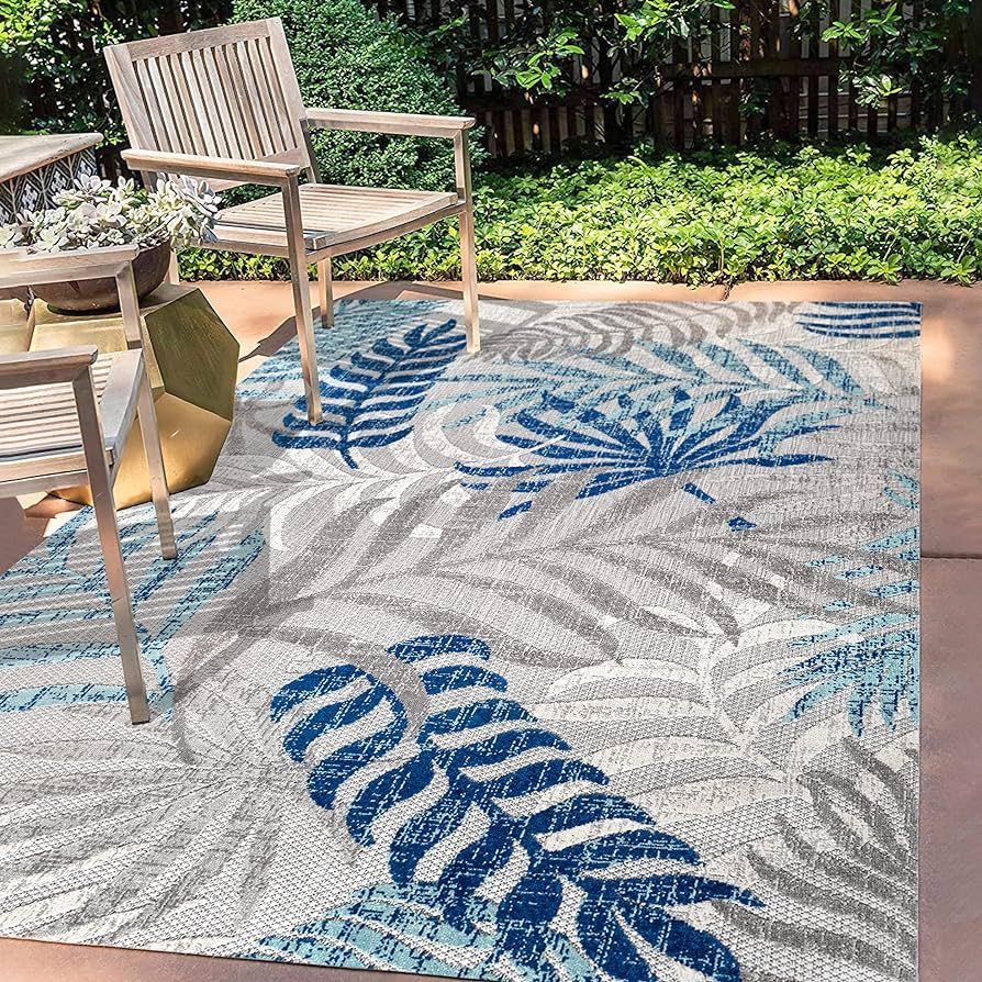 JONATHAN Y AMC100A-4 Tropics Palm Leaves Indoor Outdoor Area-Rug Bohemian Floral Easy-Cleaning Hi... | Amazon (US)
