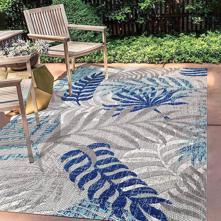 JONATHAN Y AMC100A-4 Tropics Palm Leaves Indoor Outdoor Area-Rug Bohemian Floral Easy-Cleaning Hi... | Amazon (US)