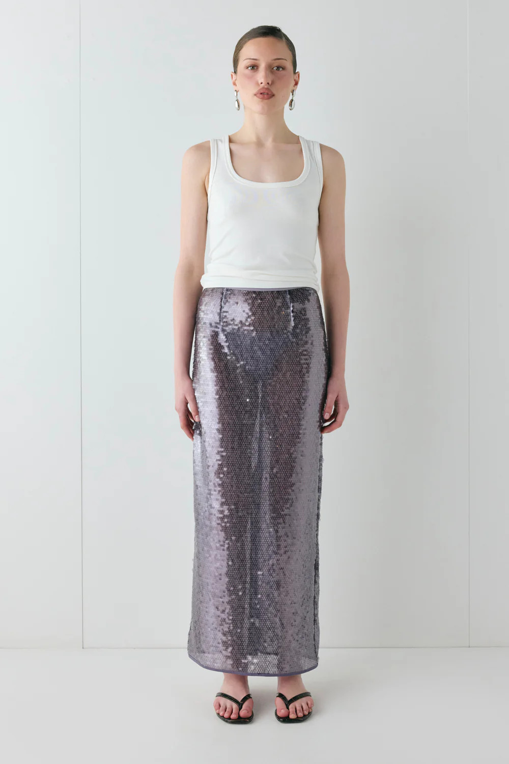 Devyn Sequin Midi Skirt Mauve | VRG Grl