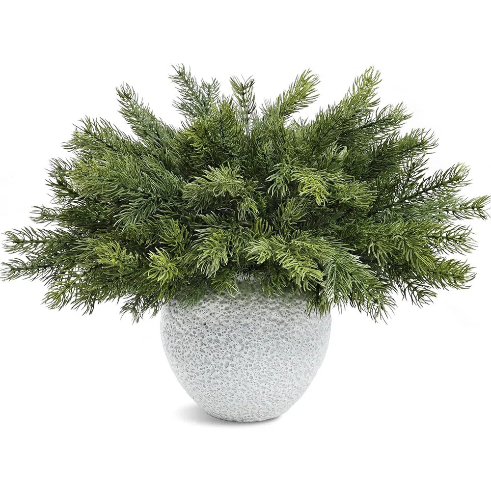 6 Pcs Christmas Pine Branches – 18" Realistic Artificial Greenery Pine Stems - Real Touch Faux ... | Wayfair North America