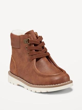 Faux-Leather Lace-Up Sherpa-Lined Boots for Toddler Boys | Old Navy (CA)