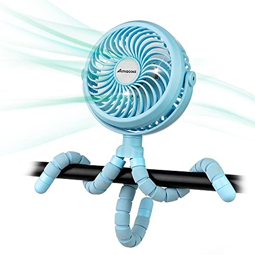 Battery Operated Stroller Fan Flexible Tripod Clip On Fan with 3 Speeds and Rotatable Handheld Perso | Amazon (US)