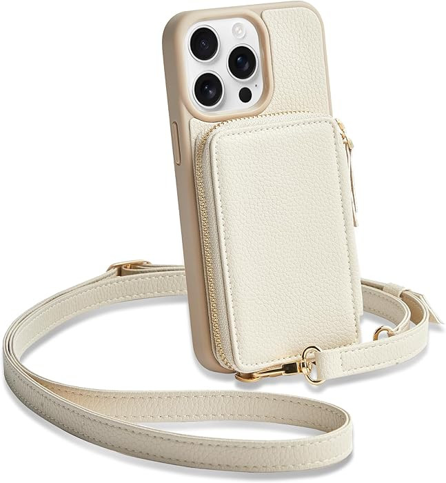 ZVE for iPhone 15 Pro Wallet Case with Card Holder, Phone Cover for Women, Zipper Leather RFID Bl... | Amazon (US)