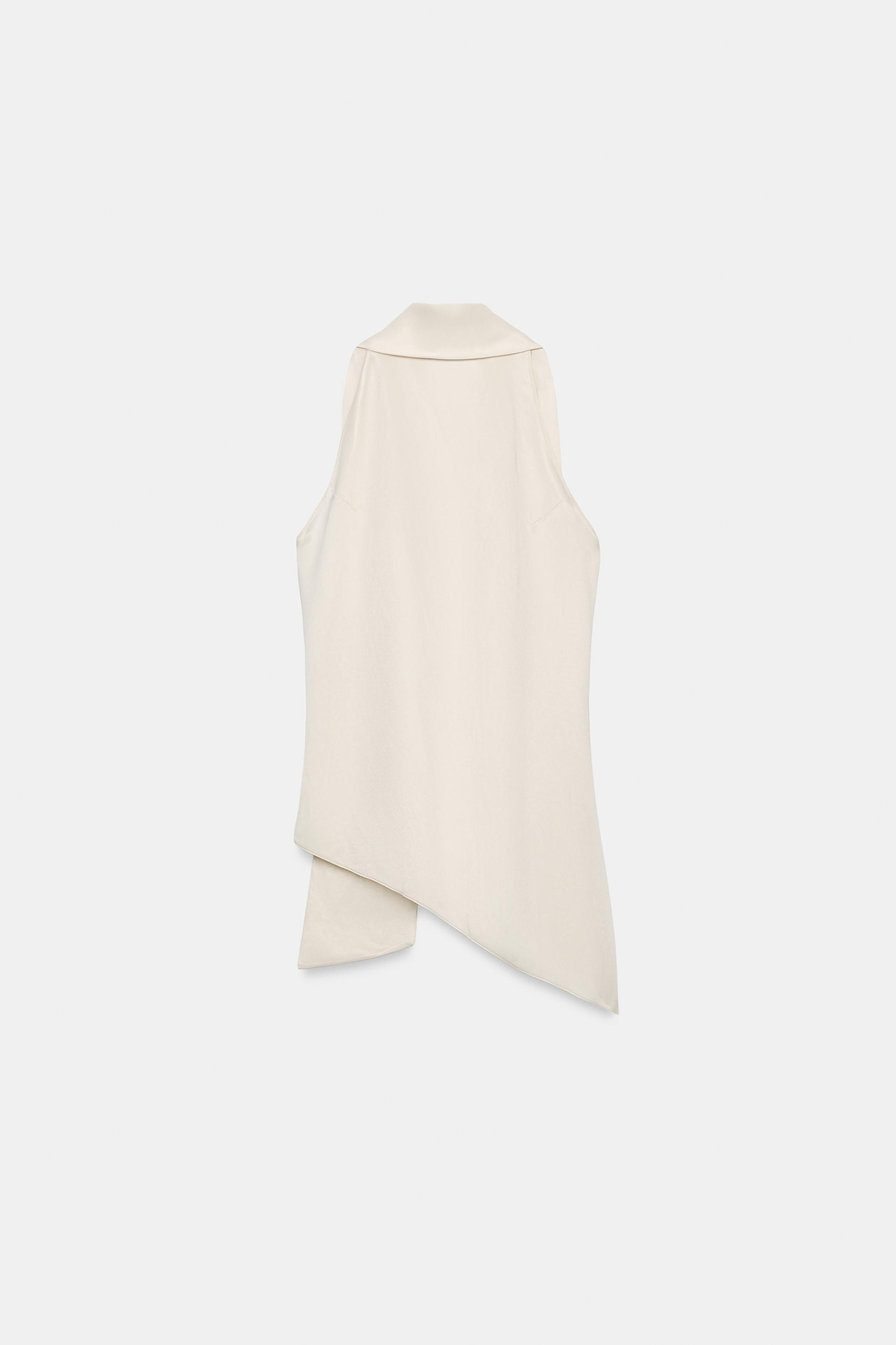 ZW COLLECTION ASYMMETRICAL TIE-NECK TOP | Zara US