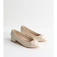 Women's White Patent Heeled Ballerina Pumps Vegan New Look | New Look (UK)