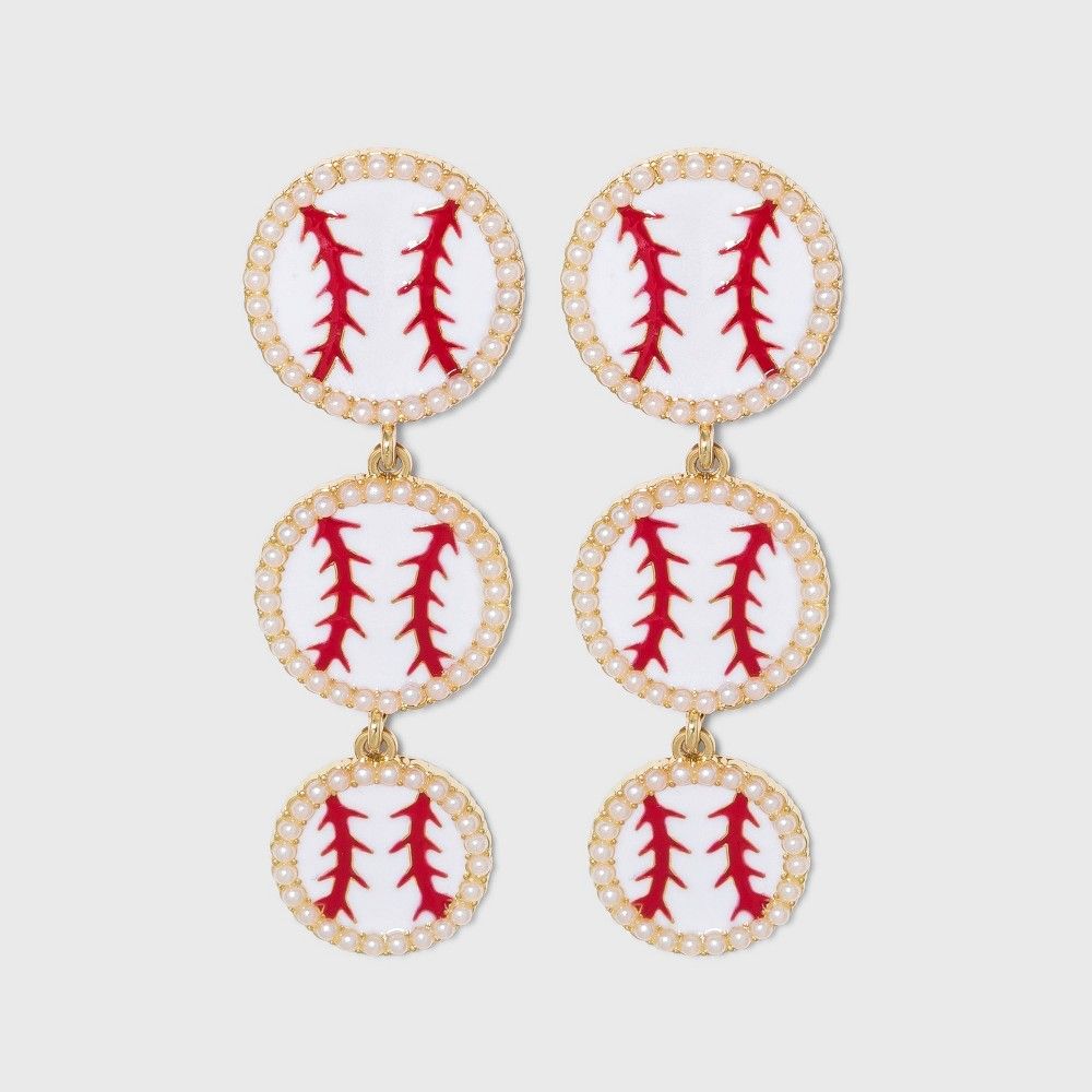 SUGARFIX by BaubleBar Baseball Drop Earrings - White | Target