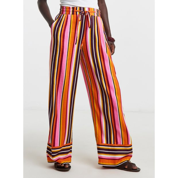 Buy JD WILLIAMS Linen Mix Wide Leg Trousers Stripe 16 | Linen | Tu | Tu Clothing