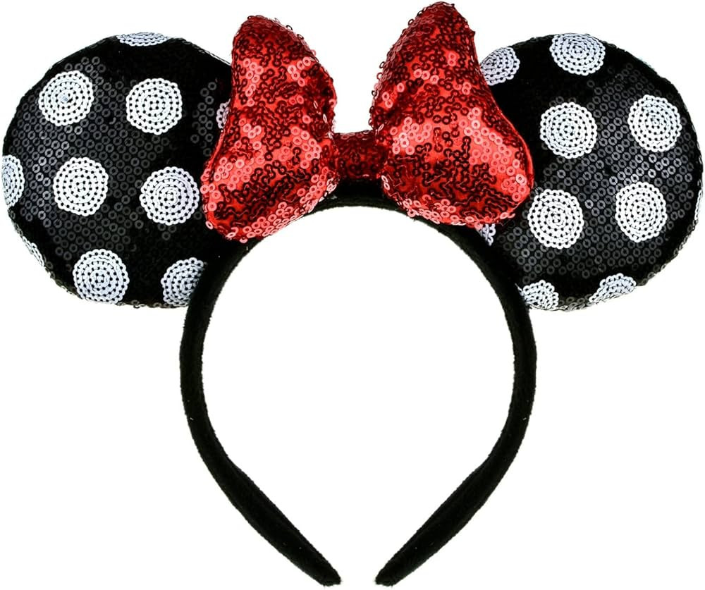 A Miaow 3D Black Mouse Sequin Ears Headband MM Glitter Butterfly Hair Clasp Park Supply Adults Wo... | Amazon (US)