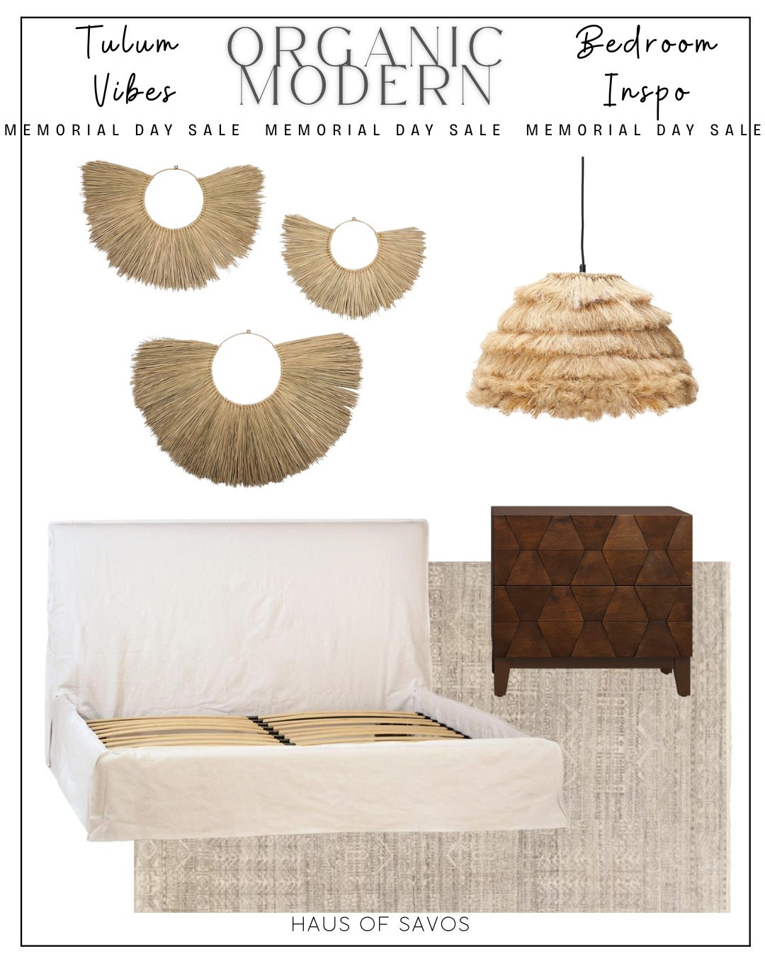 Tulum vibes bedroom inspo 

Memorial Day sales 

organic modern bedroom, slip covered bed, wall hanging, wall decor, organic wall decor, rattan pendant, neutral rug, bedroom rug, modern rug 

#LTKStyleTip #LTKSaleAlert #LTKHome