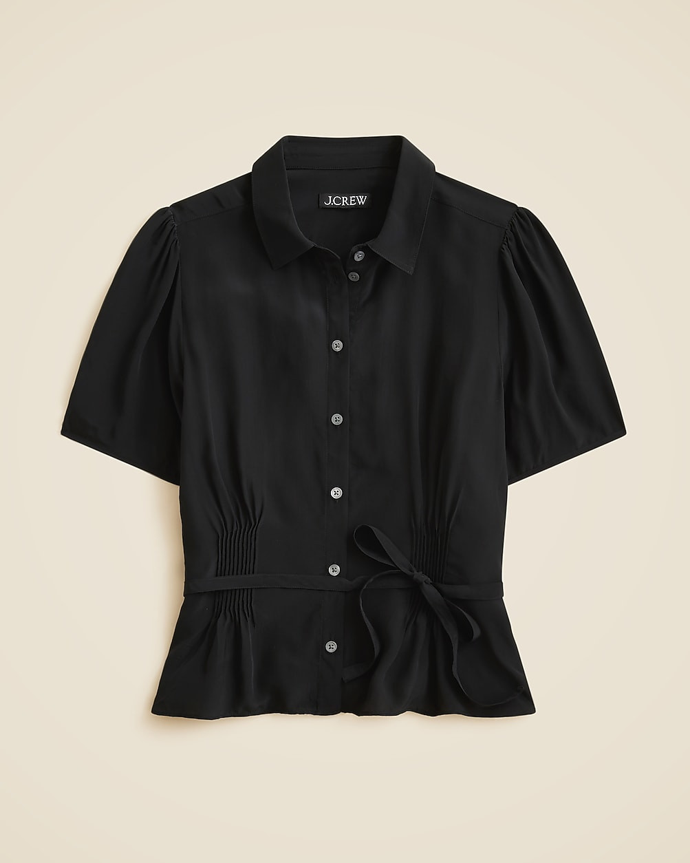Button-up tie-waist shirt in crepe de chine | J. Crew US