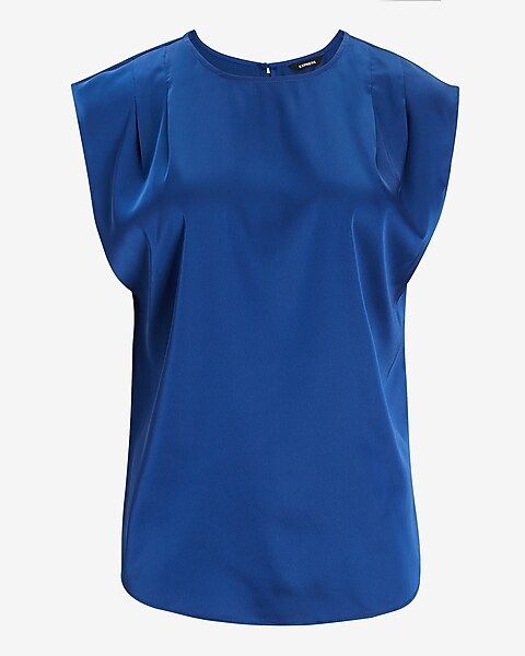 Satin Pleated Shoulder Top | Express