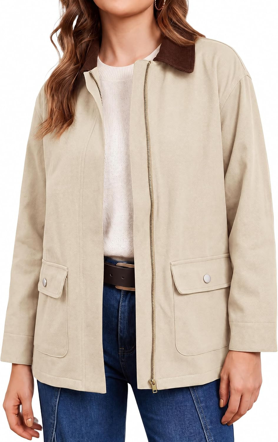 Tankaneo Womens Barn Jackets Fall Safari Trench Coat with Pockets | Amazon (US)